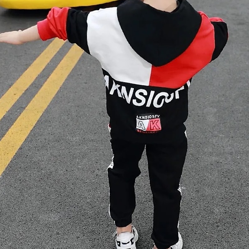 2-delig Kinderen Jongens Hoodie & shorts Kledingset Kleding Brief Lange mouw Katoen Set Buiten Modieus Dagelijks Winter Herfst 7-13 jaar blauw Rood 2025 - $23.99 –P5