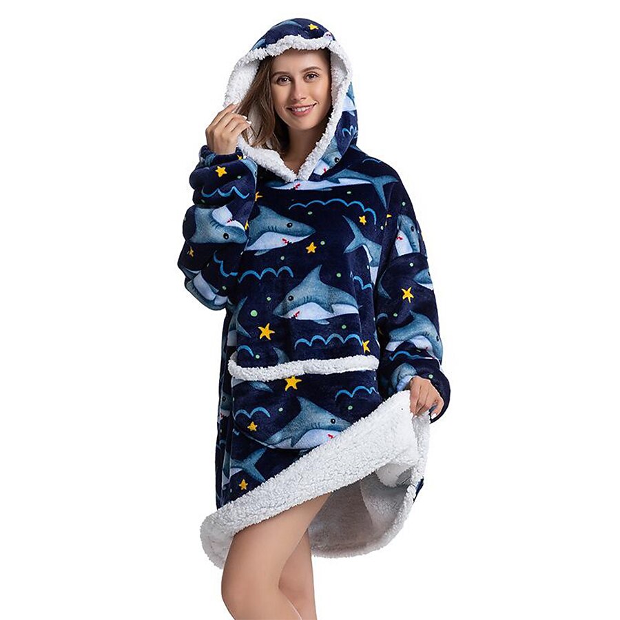 Womened Blanket Wearable Blanket, Sleepwear Fleece Sherpa Blanket Sweatshirt with Pocket and Sleeves 2025 - $50.99 –P7