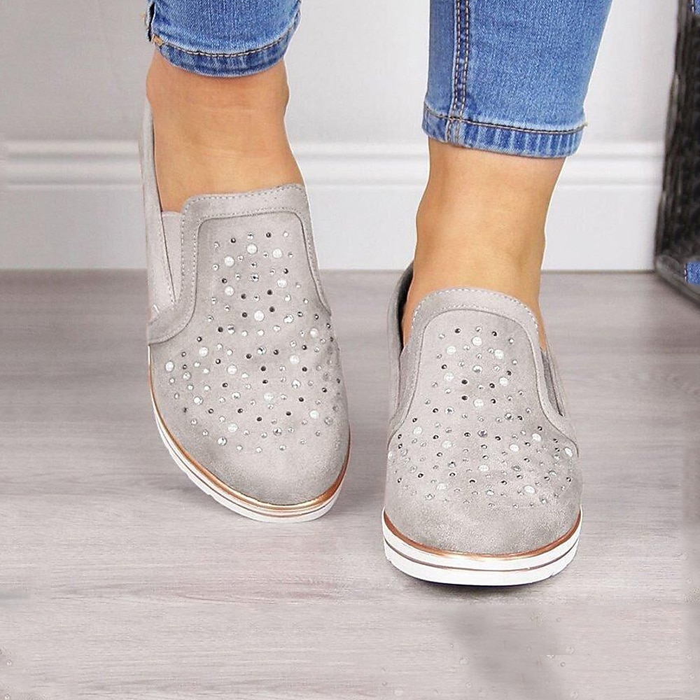 sneakers da donna blu slip-on con zeppa – mocassini casual con plateau decorati con strass per il comfort e la moda di tutti i giorni del 2025 a $24.99 –P6