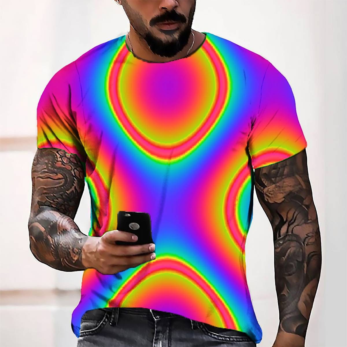 Homme Graphic T shirt Tee Manche Courte T-shirt 3D effet Col Rond Chemise Mode Frais Design Casual du quotidien Fin de semaine Rose Claire Bleu Vert Eté Vêtement Tenue Normal S M L XL 2XL 3XL 4XL de 2025 ? $17.99 –P2