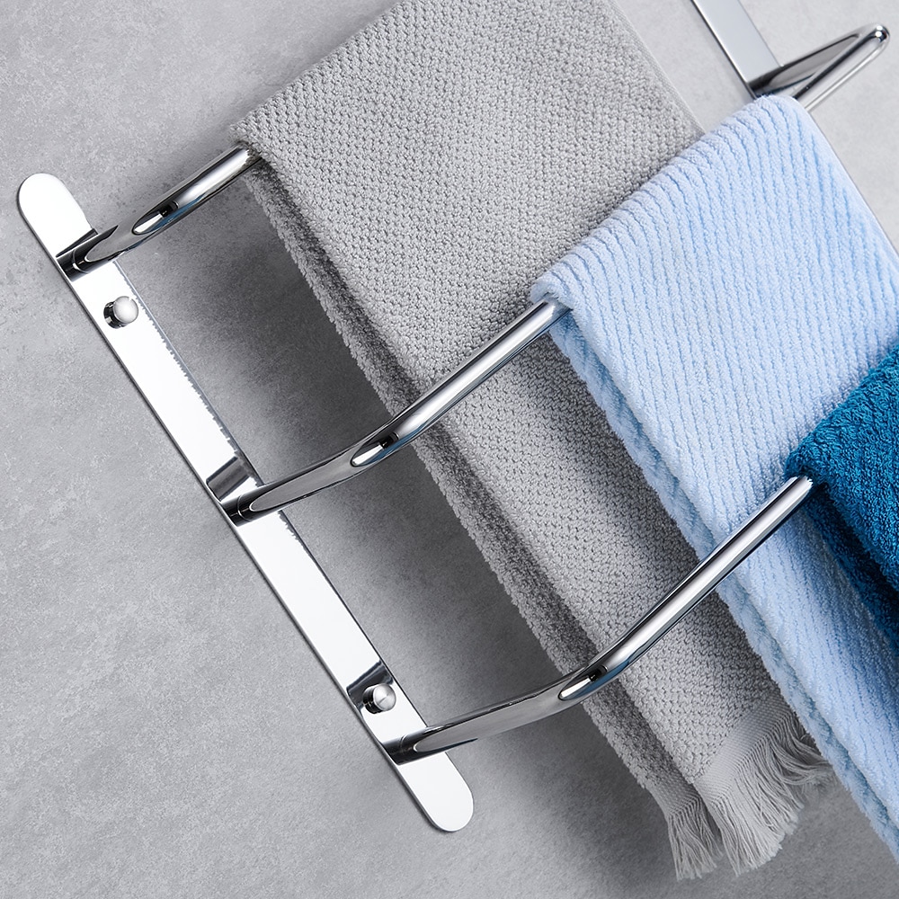 Bathroom Towel Bar Multilayer Bathroom Shelf Contemporary Polished Stainless Steel Bathroom 3-tier Towel Bar Wall Mounted 45/60 cm 2025 - $60.99 –P11