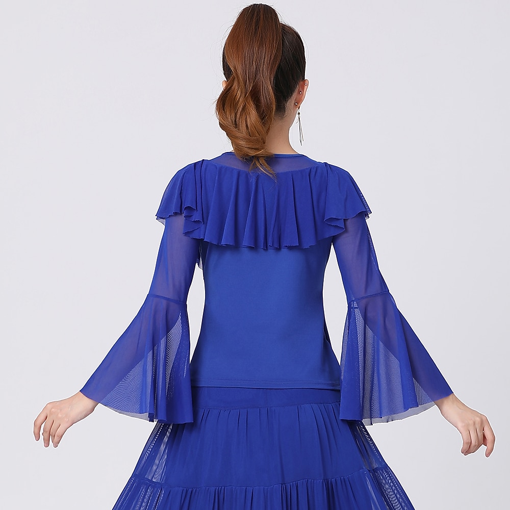 Balli latino-americani Balli da sala Superiore Colore Puro Cristalli / Strass Tulle Per donna Prestazioni Addestramento Manica lunga Alto Terital del 2026 a $22.99 –P1