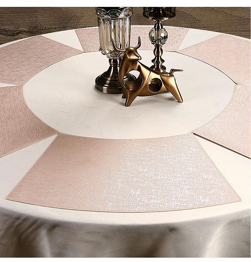 Manteles individuales de piel sintética para mesa redonda, 1 unidad, manteles individuales con forma de cuña, manteles redondos resistentes al calor para mesa de comedor, manteles impermeables de PU 2025 - $7.99 –P4