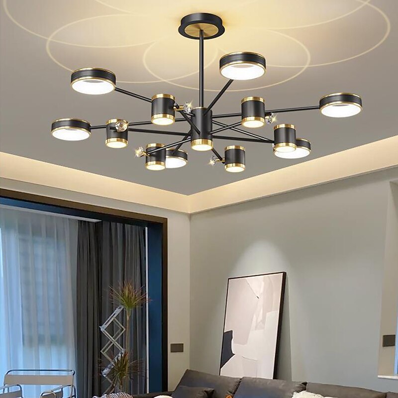 lampada a sospensione a led dimmerabile, lampadario sputnik moderno cerchio a 12 luci paralume in acrilico lampada da soffitto in metallo vintage con finitura cromata per isola cucina sala da pranzo del 2025 a $699.99 –P6