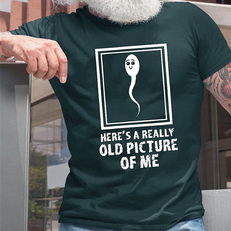 Funny Men's Graphic T-Shirt - 'Here's A Really Old Picture Of Me' Sperm Cell Humor Tee 2025 - $15.99 -P6