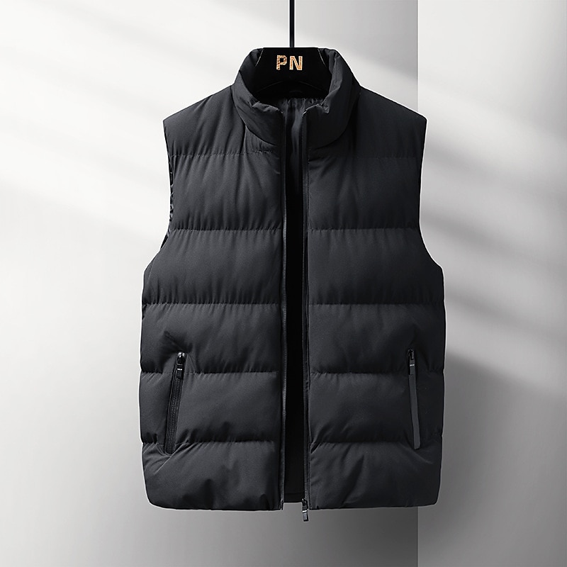 Voor heren Winterjas Winterjack Puffervest Vest Gewatteerd vest Cardigan Casual Kamperen&Wandelen Winter Zak Polyester Winddicht Warm Vrijetijdsschoenen Effen / effen kleur Opstaande boord Zwart Rood 2025 - $28.99 –P10