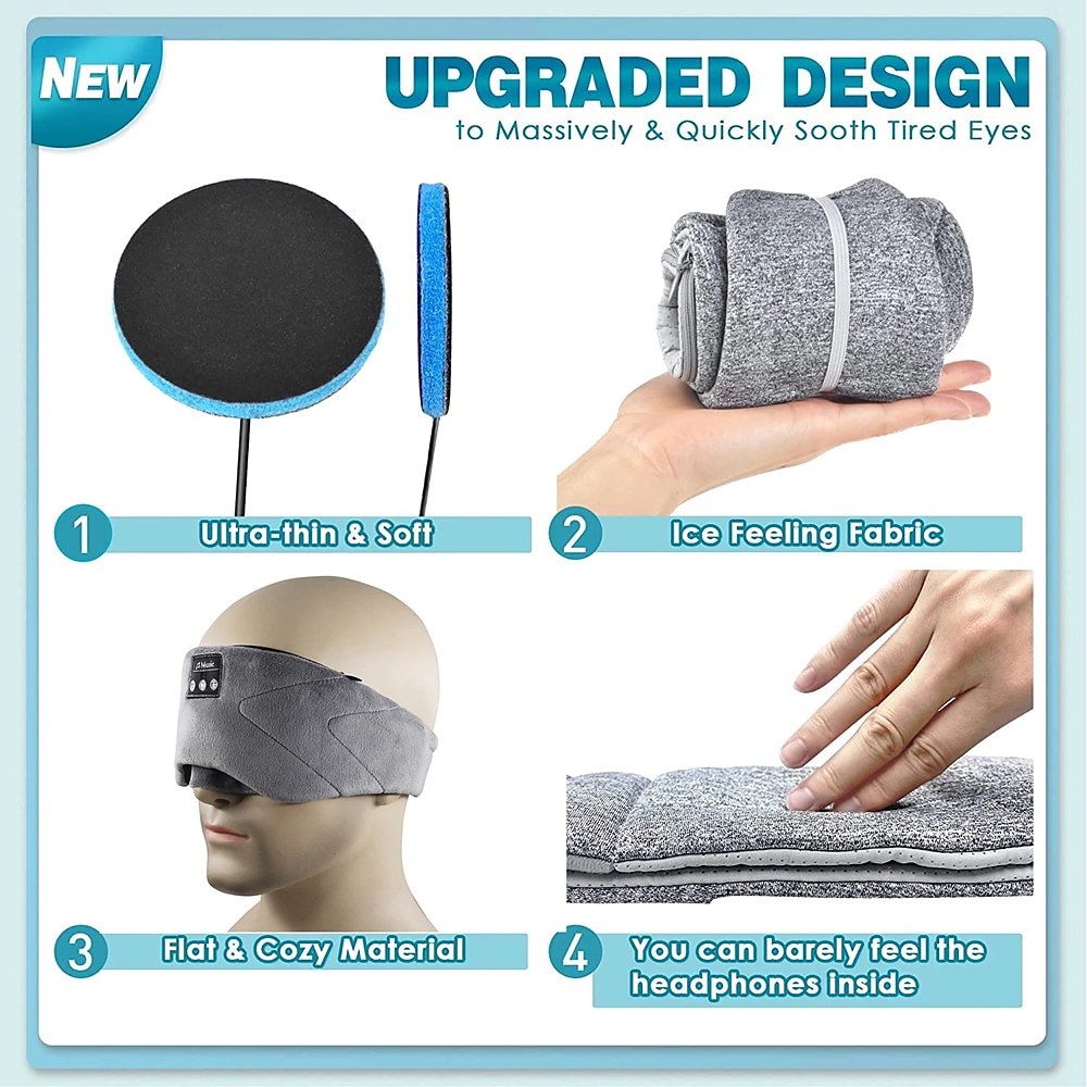 Sleep Headphones Bluetooth 5.2 Breathable Soft Eye Mask 24 White Noise Music Sleeping Headphones Sleep Mask Earbuds for Side Sleepers Workout Running Insomnia Travel Yoga 2025 - $25.99 –P4