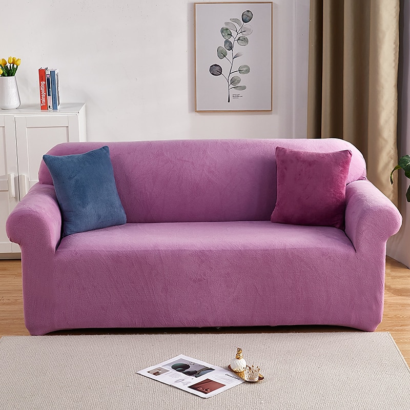 capa de sofá elástica espessa de pelúcia elástica sofá secional poltrona loveseat 4 ou 3 lugares em forma de l cinza macio durável lavável de 2025 por $51.99 –P17