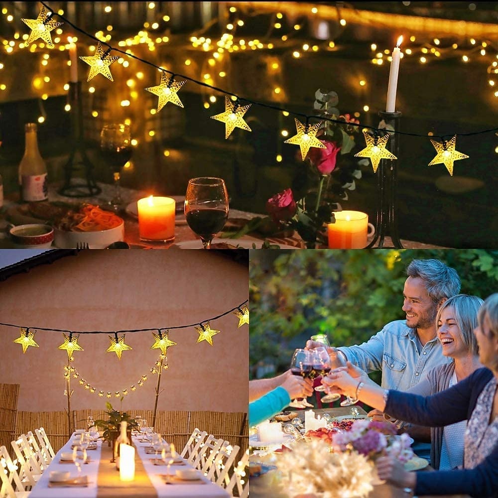 solar star lichtslingers 2 pak 12m 50 leds ster 8 verlichtingsmodi fairy lichten waterdicht solar led string lights speelhuisje gazon patio landschap decor lichten voor tuinfeest 2025 - $11.49 –P6