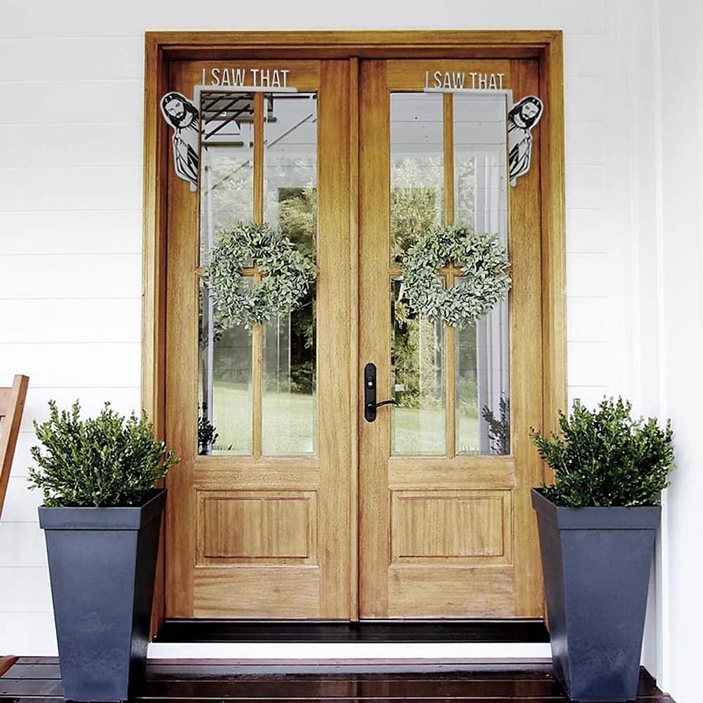 2026年 左右の木製のドア 私はイエスの頭を見た 面白い家の装飾 フレーム飾り ドアフレームの装飾  コレクション – $15.99 –P1