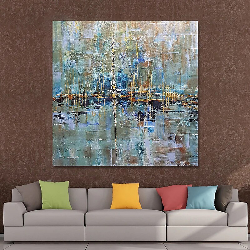 Oil Painting 100% Handmade Hand Painted Wall Art On Canvas Blue Line Abstract Modern Home Decoration Decor Rolled Canvas No Frame Unstretched 2025 - $114.99 –P5