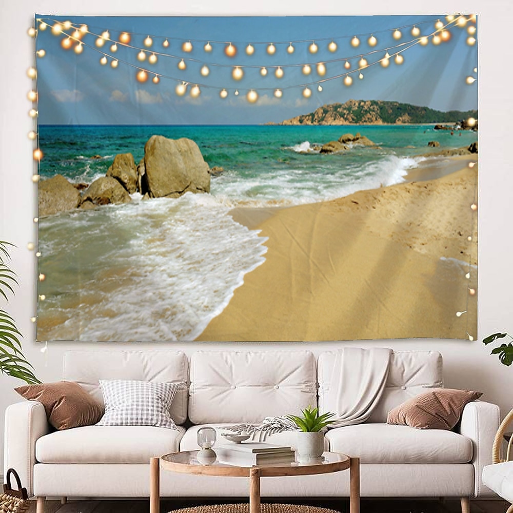 Wandteppich Kunst Dekor Decke Vorhang Picknick Tischdecke hängen zu Hause Schlafzimmer Wohnzimmer Wohnheim Landschaft Strand Meer Ozean Welle Sonnenaufgang Sonnenuntergang Wandtuch XXL Natur 2025 - $16.99 –P6