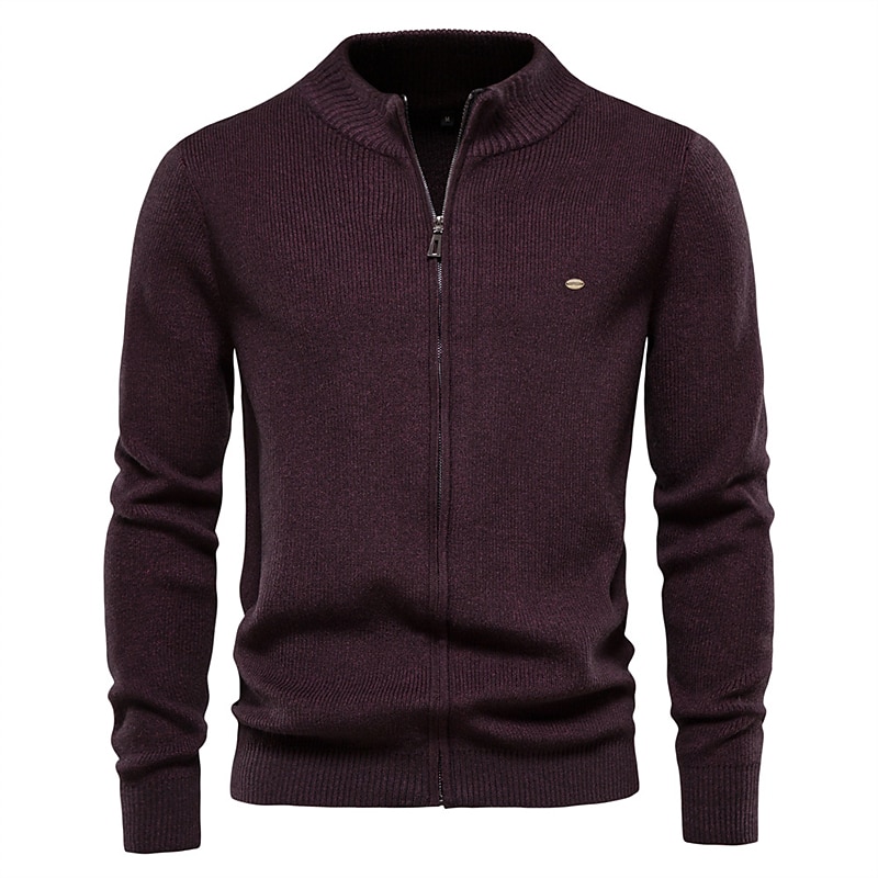 Herren Pullover Strickjacke Pullover mit Viertelreißverschluss Gerippt Stricken Zip Strick Einfarbig Stehkragen Warm-Ups Moderne zeitgenössische Freizeitskleidung Urlaub Bekleidung Herbst Winter 2025 - $44.99 –P4