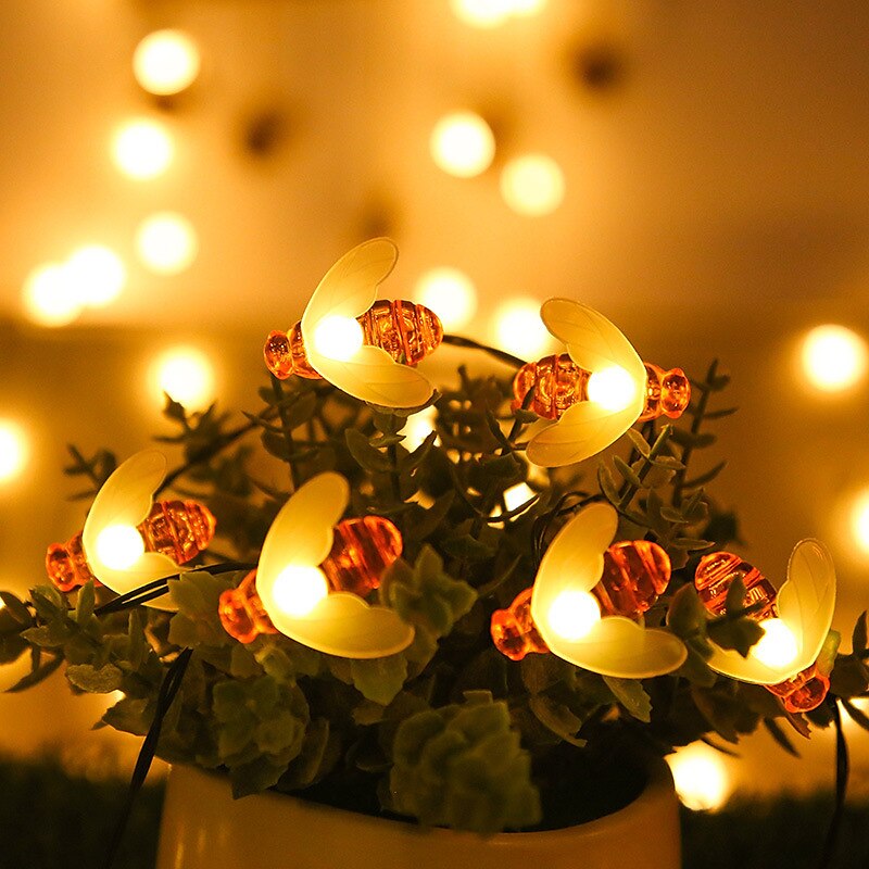 Solarne bee string lights zewnętrzne wodoodporne 12m-100led 7m-50led 6.5m-30led 8 trybów oświetlenie oświetlenie ogrodowe dekoracje świąteczne przyjęcie świąteczne drzewo ogrodowe dekoracja patio 2025 - $46.99 –P2