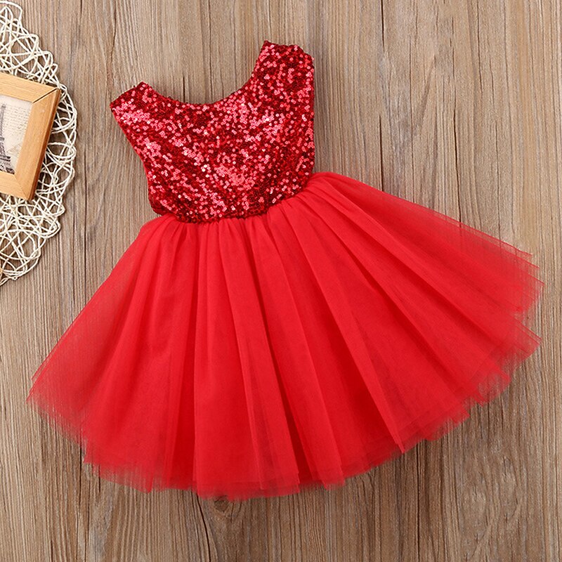 Kinder Kleinkind Mädchen Kleid Einfarbig Ärmellos Leistung Party Ferien Pailletten Basic Schön Süß Acryl Sommer Rosa Rote 2025 - $20.99 –P3