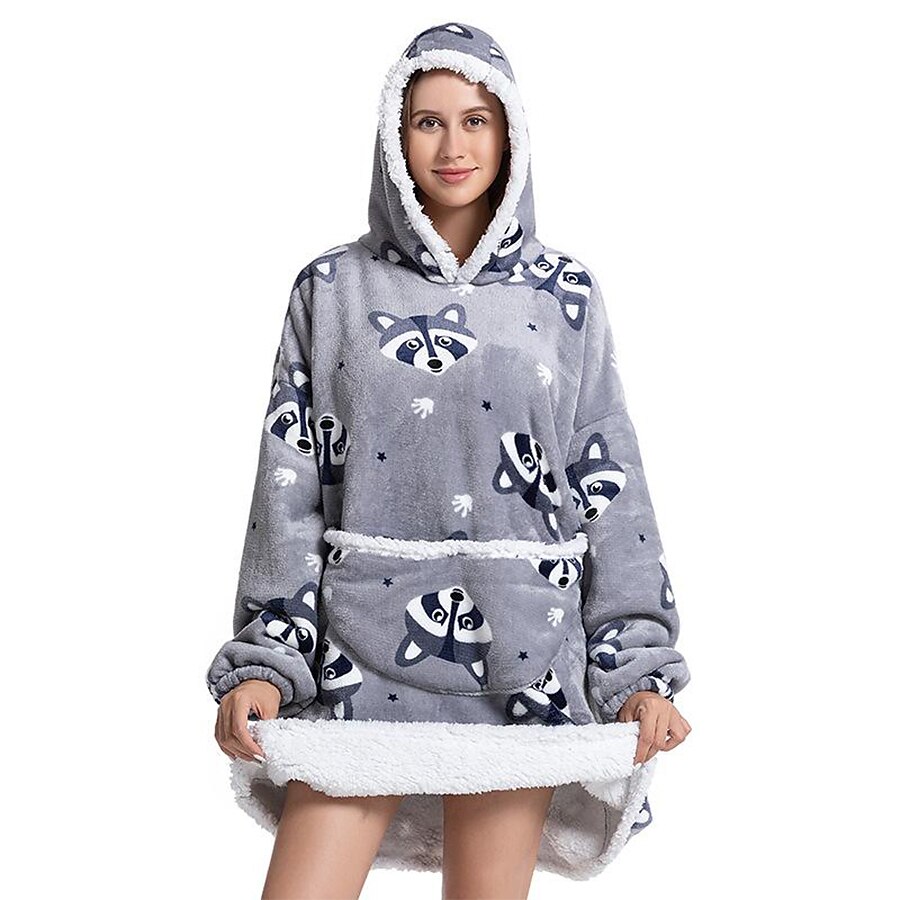 Womened Blanket Wearable Blanket, Sleepwear Fleece Sherpa Blanket Sweatshirt with Pocket and Sleeves 2025 - $50.99 –P5
