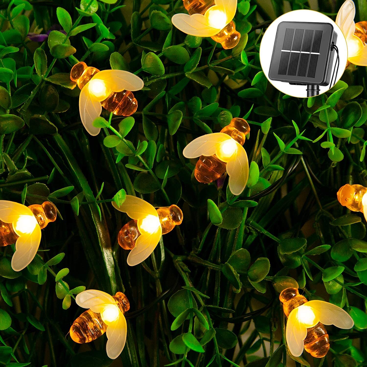 Solarne bee string lights zewnętrzne wodoodporne 12m-100led 7m-50led 6.5m-30led 8 trybów oświetlenie oświetlenie ogrodowe dekoracje świąteczne przyjęcie świąteczne drzewo ogrodowe dekoracja patio 2025 - $46.99 –P7