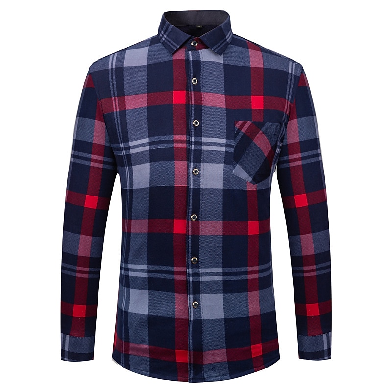 Men's Dress Shirt Plaid Shirt Collared Shirt Button Up Shirt Flannel Jacket Tartan Wedding Outdoor Red Blue Blue-White Coffee Long Sleeve Turndown Fall Winter Clothing Apparel 2025 - $25.99 –P3