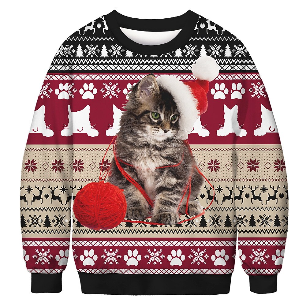 Papá Noel Gato Hombre de pan de jengibre Suéter de navidad Sudadera Hombre Mujer Navidad Navidad Carnaval Mascarada Nochebuena Adultos Fiesta Navidad Poliéster Cima 2025 - $24.99 –P19