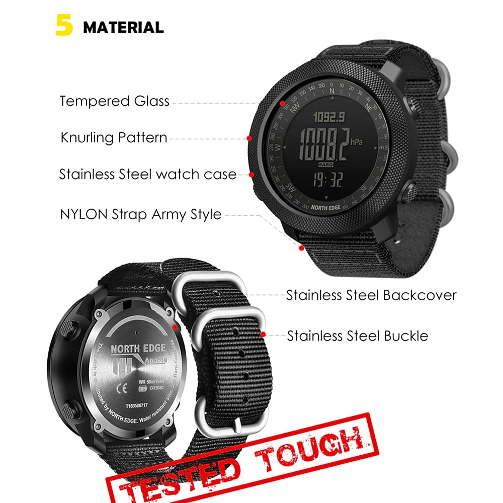 Apache Men Digital Watches Waterproof 50M Running Swimming Men Tactical Sport Watch Outdoor Sports Survival Military Watches Gift for men, Compass, Pedometer Calories 2026 - $81.99 –P11