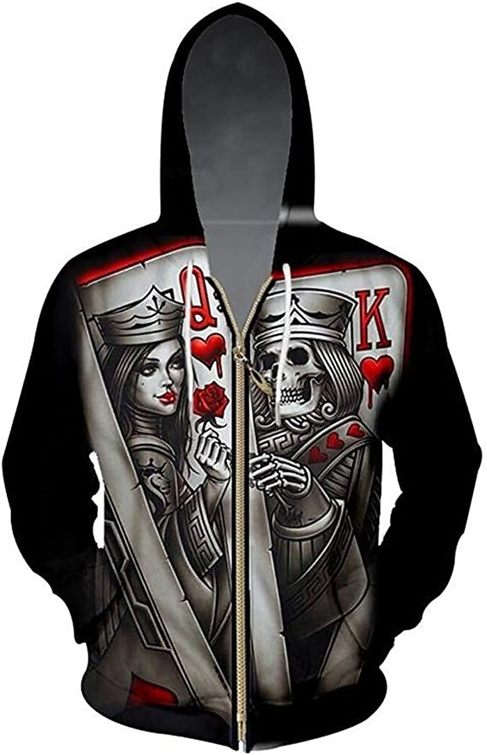 Men's Color Block Skull Hoodie Hoodies Sweatshirt Hoodie Long Sleeve Hooded Sweatshirt Hooded Designer 3D Print Casual Daily Sports Black And White Black Zipper Fall Spring &  Fall Designer 2025 - $27.99 –P3