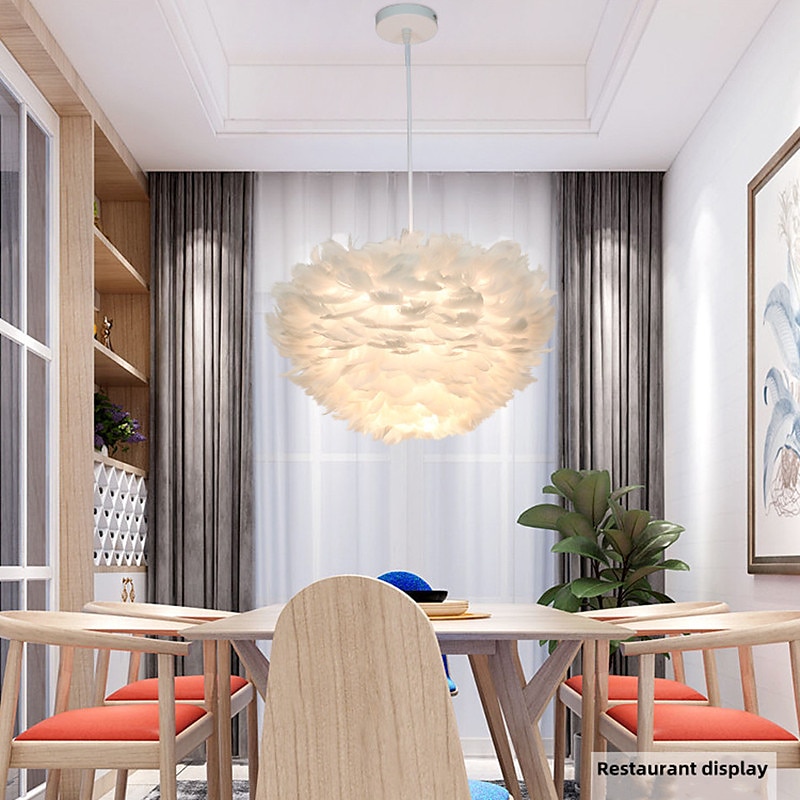 lampada a sospensione a led in piuma di struzzo camera da letto cavo regolabile 3000-6000k lampadario in piuma da 30 cm romantico decorativo appeso a soffitto apparecchio per camera da letto per ragazze del 2025 a $135.99 –P9