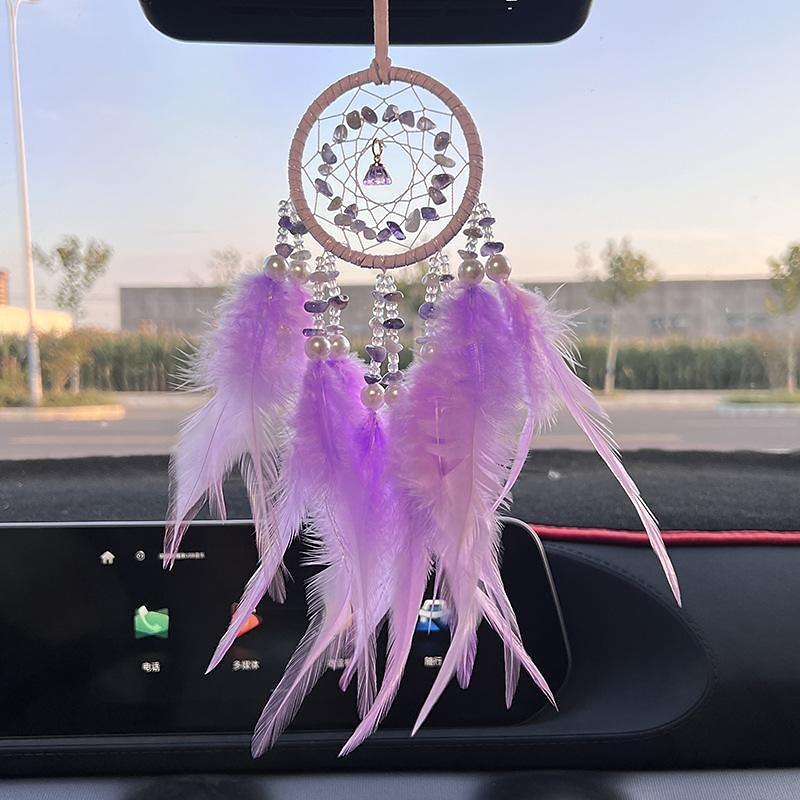 Pink Dream Catcher Handmade Gift with Feather Wall Hanging Decor Art Wind Chimes Boho Style Car Hanging Home Pendant 2025 - $15.49 –P9