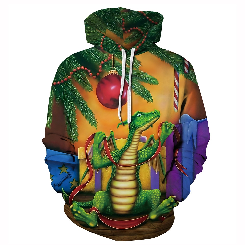Dinosaurio Suéter de navidad Sudadera Pullover Sudadera con capucha navideña divertida Impresión 3D Hombre Mujer Navidad Carnaval Mascarada Nochebuena Navidad Adultos Fiesta Navidad Cima 2025 - $29.99 –P19