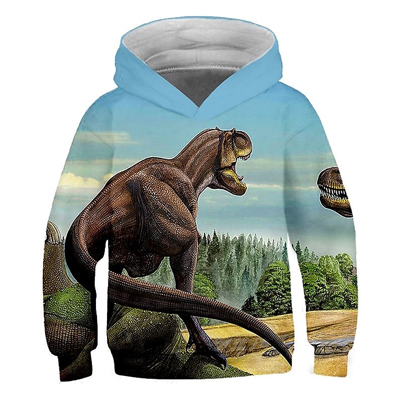 Kids Boys Girls Hoodie Pullover Cat Dinosaur Animal 3D Print Long Sleeve Kid Top Casual 2-12 Years Winter White Red Blue 2025 - $18.99 –P5