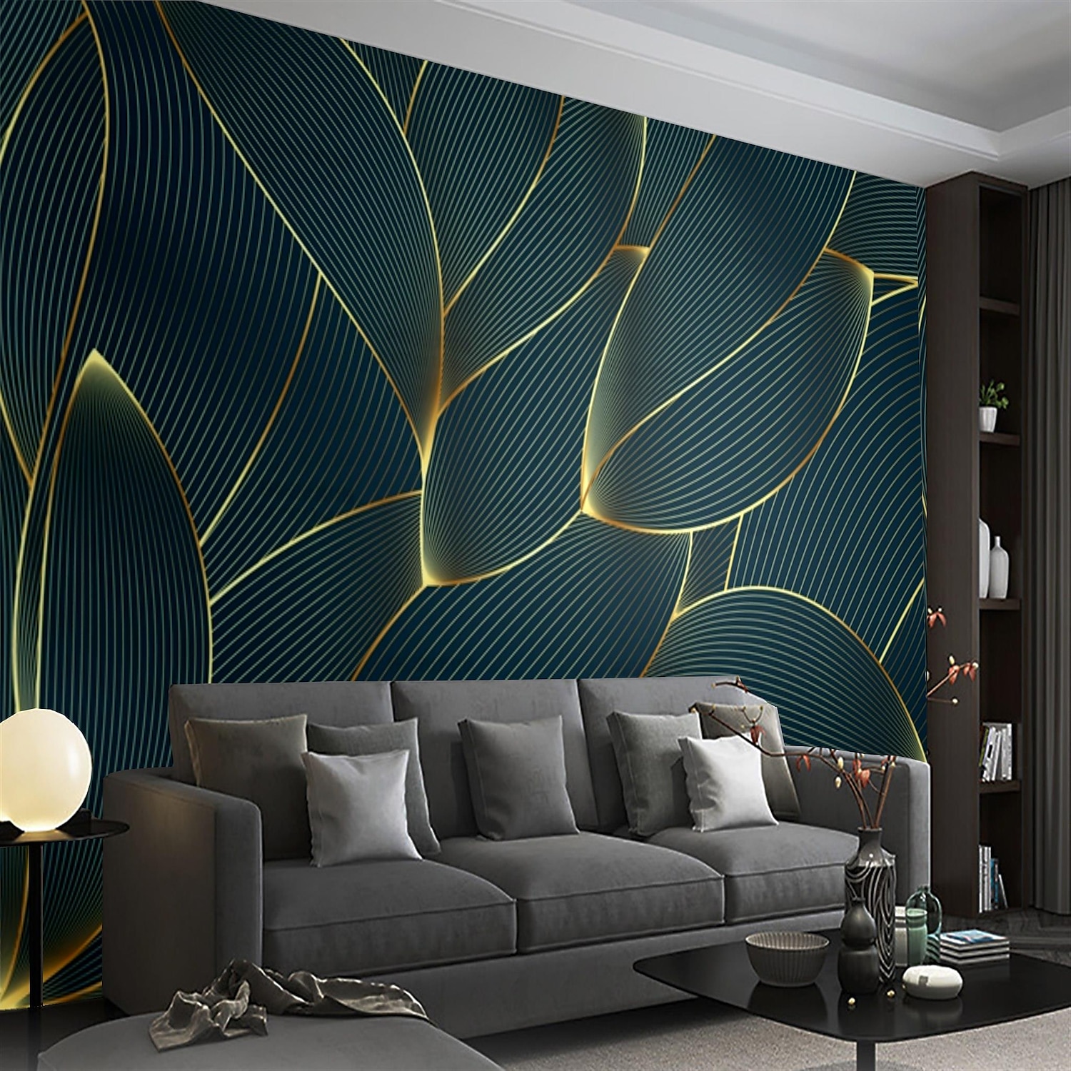 cool wallpapers 3d abstracte muurschildering behang muurschildering muurstickers bladeren abstracte schets foto geschikt voor hotel woonkamer slaapkamer art deco 2025 - $51.99 –P4