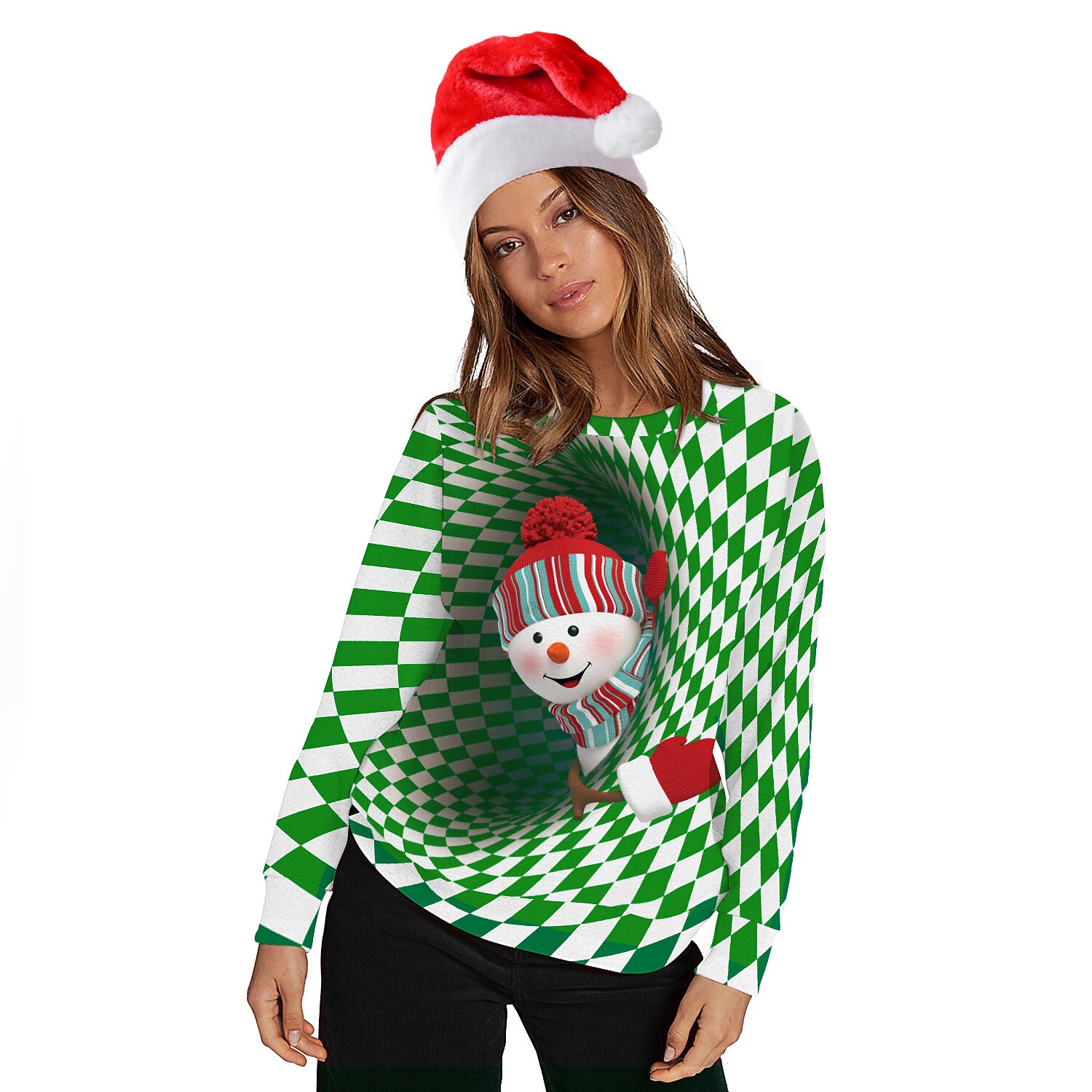 Snømann Jerseysjakke Hattetrøje Pullover Morsom julegenser 3D-utskrift Herre Dame Jul Karneval Maskerade julaften Jul Voksen Fest Jul Topp 2025 - $30.99 –P4