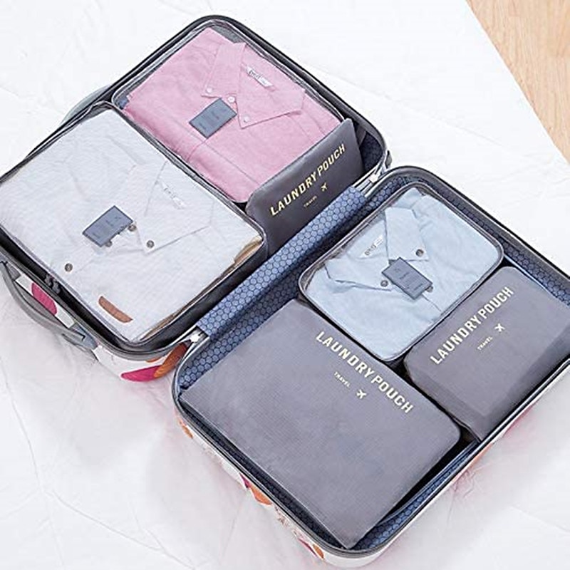 6Pcs Travel Storage Bag Set, Clothes Packing Organizer, Portable