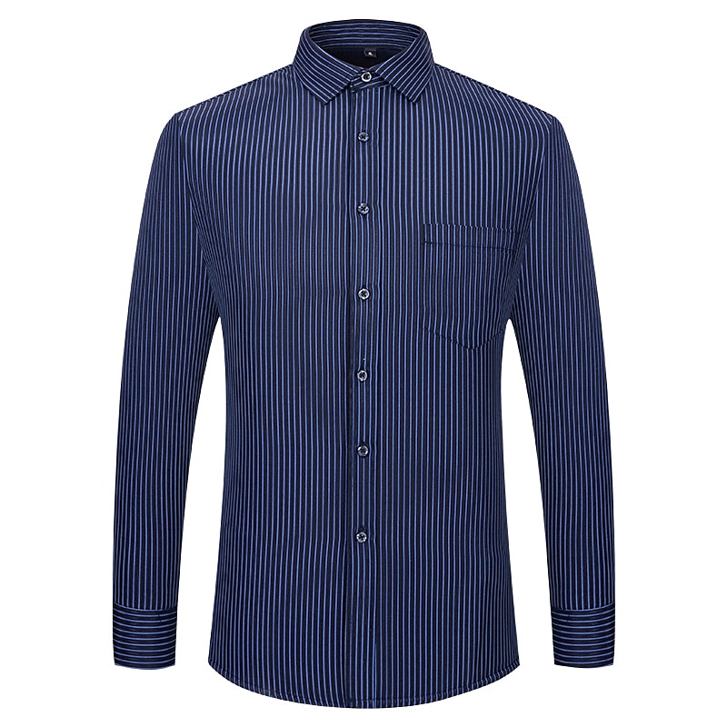 Men's Dress Shirt Striped Shirt Collared Shirt Button Up Shirt Striped Wedding Casual Black and Red Navy Blue Purple Light Blue Long Sleeve Classic Collar Fall & Winter Clothing Apparel 2026 - $37.99 –P1