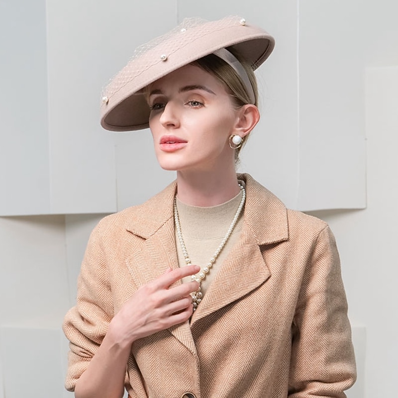Moda elegante tule/100% lã chapéus com pérolas/tule 1 peça festa/noite/feriado capacete/chapéus de palha com cetim bowknot casual/feriado capacete/proteção solar de 2026 por $54.99 –P5