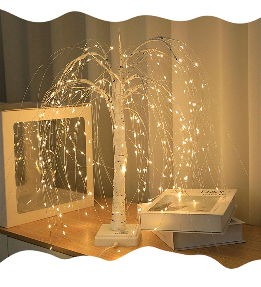 2025年 led 柳クリスマス ツリー ナイト ライト 192leds タッチ コントロール 8 モード妖精の夜ランプ寝室の結婚式パーティー家の装飾  コレクション – $22.99 –P4