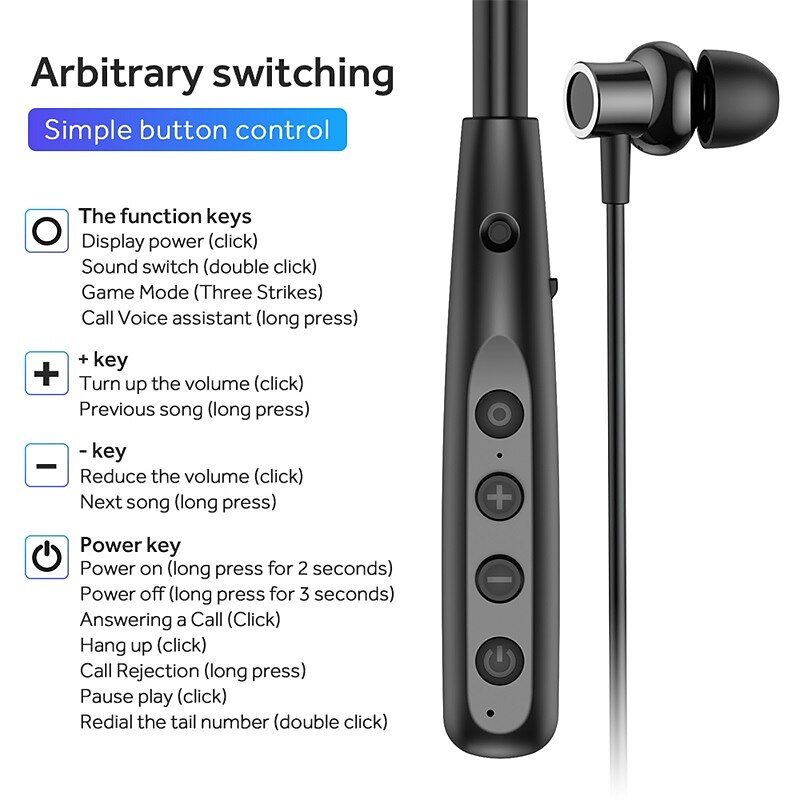 2025年 GM-Y10 ネックバンドヘッドホン 耳の中 Bluetooth 5.3 エルゴノミック設計 ステレオ ディープベース のために Apple Samsung Huawei Xiaomi MI キャンピング＆ハイキング ランニング 日常使用 携帯電話 旅行とエンターテイメント 車のオートバイ 携帯電話ゲーム  コレクション – $20.99 –P15