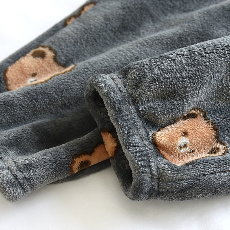 Men's Loungewear Flannel Pajama Pants Lounge Pants Bear Simple Plush Home Daily Flannel Breathable Long Pant Pant Elastic Waist Winter Dark Gray 2025 - $20.99 –P6