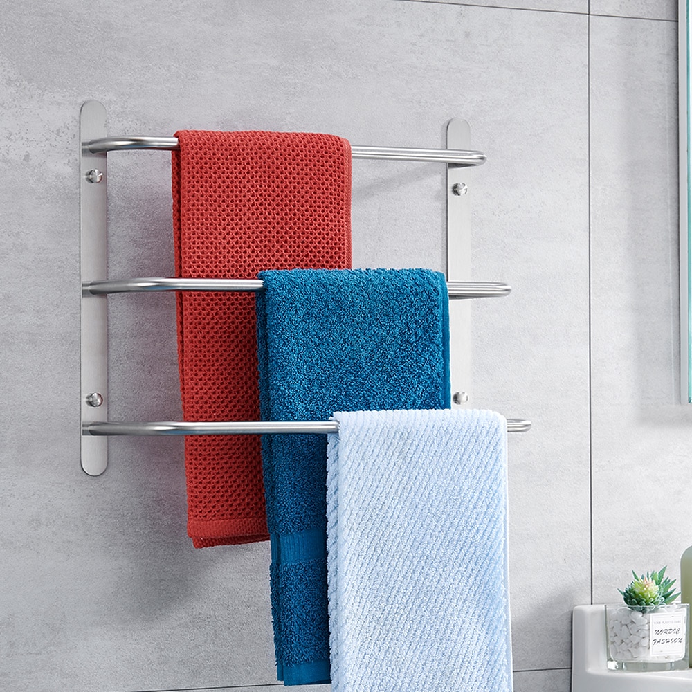 Bathroom Towel Bar Multilayer Bathroom Shelf Contemporary Polished Stainless Steel Bathroom 3-tier Towel Bar Wall Mounted 45/60 cm 2025 - $60.99 –P8