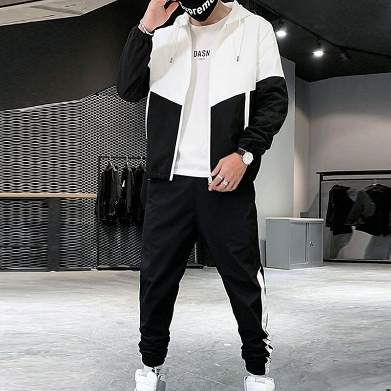 Men's Tracksuit Sweatsuit Jogging Suits Black Blue Green Hooded Color Block Pocket 2 Piece Sports & Outdoor Daily Sports Cool Sportswear Casual Fall Spring Clothing Apparel Hoodies Sweatshirts  Long 2025 - $35.99 –P6