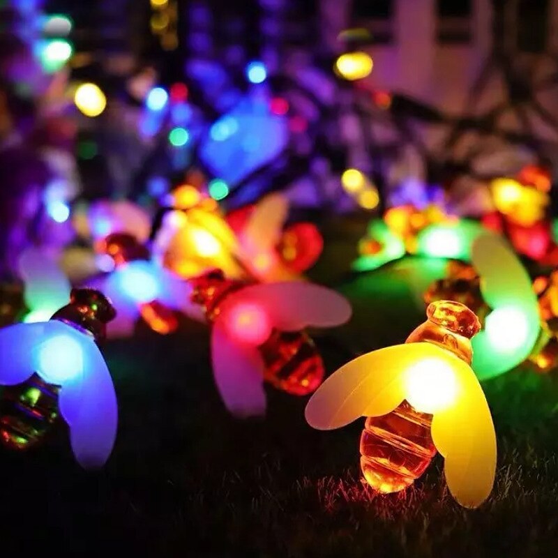 Solarne bee string lights zewnętrzne wodoodporne 12m-100led 7m-50led 6.5m-30led 8 trybów oświetlenie oświetlenie ogrodowe dekoracje świąteczne przyjęcie świąteczne drzewo ogrodowe dekoracja patio 2025 - $46.99 –P10