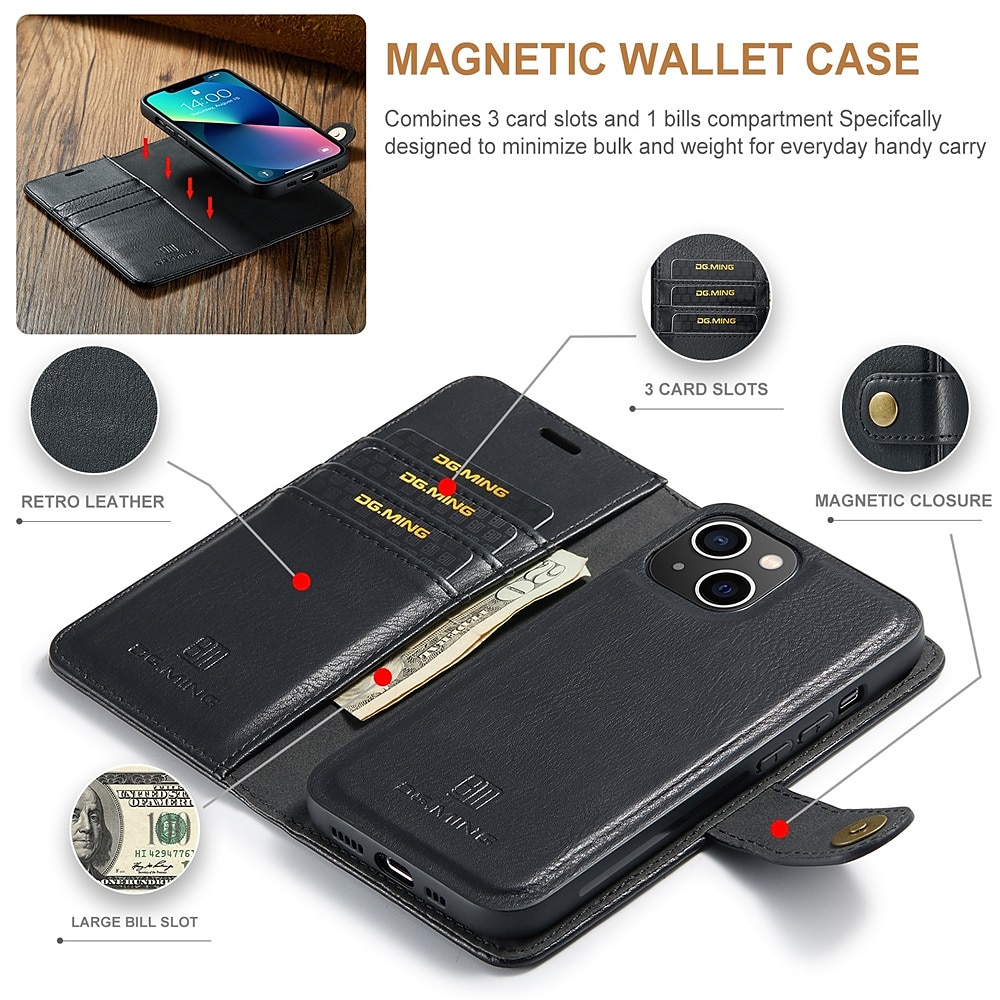 Phone Case For iPhone 16 15 14 Pro Max Plus iPhone 16e iPhone 13 12 11 Pro Max Mini Wallet Case Flip Cover Magnetic Full Body Protective Card Slot Solid Color PU Leather 2025 - $24.99 –P12