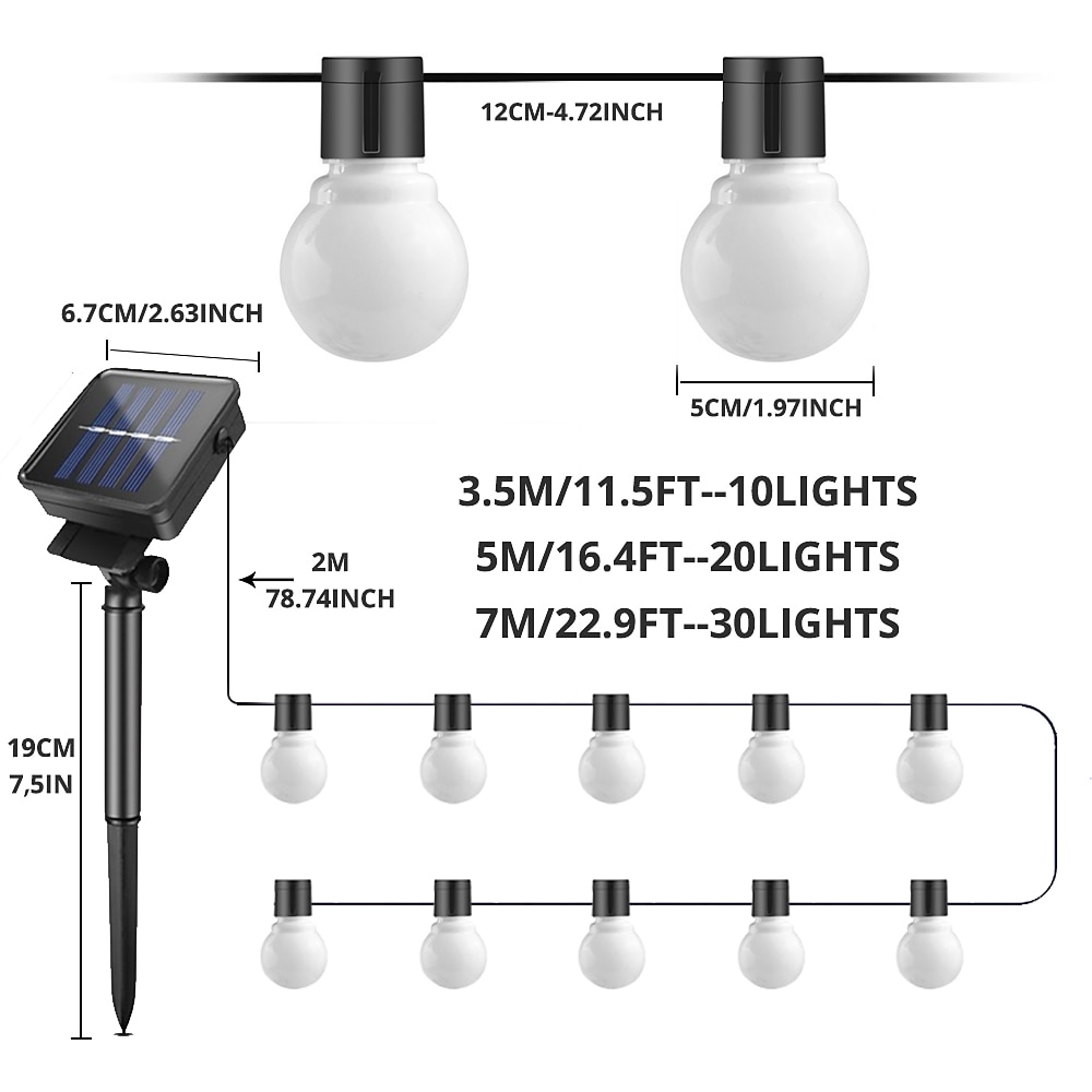 2025年 グローブソーラーストリングライト led g50 電球 ip65 防水屋外ガーランドガーデンライト家庭用屋内ガーデンホリデー照明  コレクション – $73.99 –P3