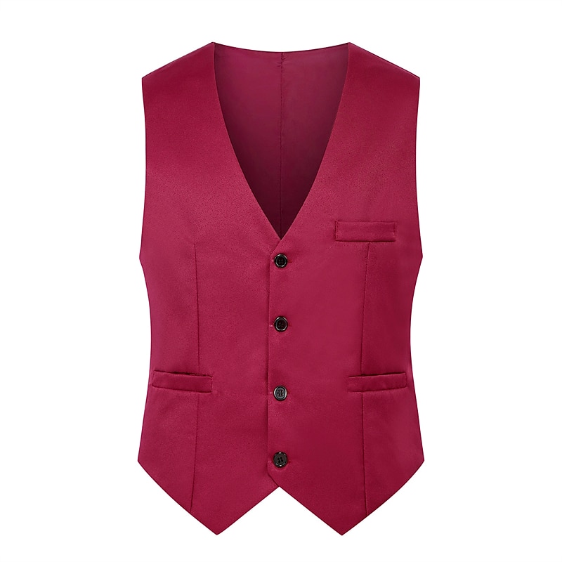 Men's Vest Waistcoat Wedding Daily Wear Going out Festival Business Basic Fall & Winter Pocket Polyester Breathable Soft Comfortable Solid Colored Single Breasted V Neck Regular Fit Black Cream Gray 2025 - $16.49 –P5