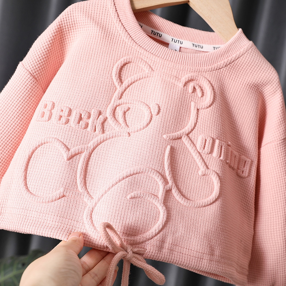 Mädchen 3D Feste Farbe Buchstabe Set aus Kapuzenpullover und Jogginghose Kleidungsset Langarm Herbst Winter Täglich Brautkleider schlicht Baumwolle kinderkleidung 2-6 Jahre Urlaub Regular Fit 2025 - $28.99 –P8