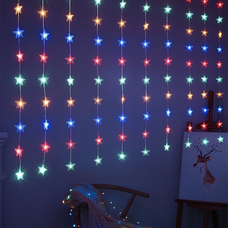 Star Window Curtain String Lights 3x2m Christmas Fairy Lights Waterproof USB Remote Control Garland Lights For Bedroom Wedding Xmas Holiday Decor 3X1M 3X2M 2025 - $20.99 –P3