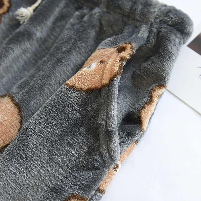 Men's Loungewear Flannel Pajama Pants Lounge Pants Bear Simple Plush Home Daily Flannel Breathable Long Pant Pant Elastic Waist Winter Dark Gray 2025 - $20.99 –P4