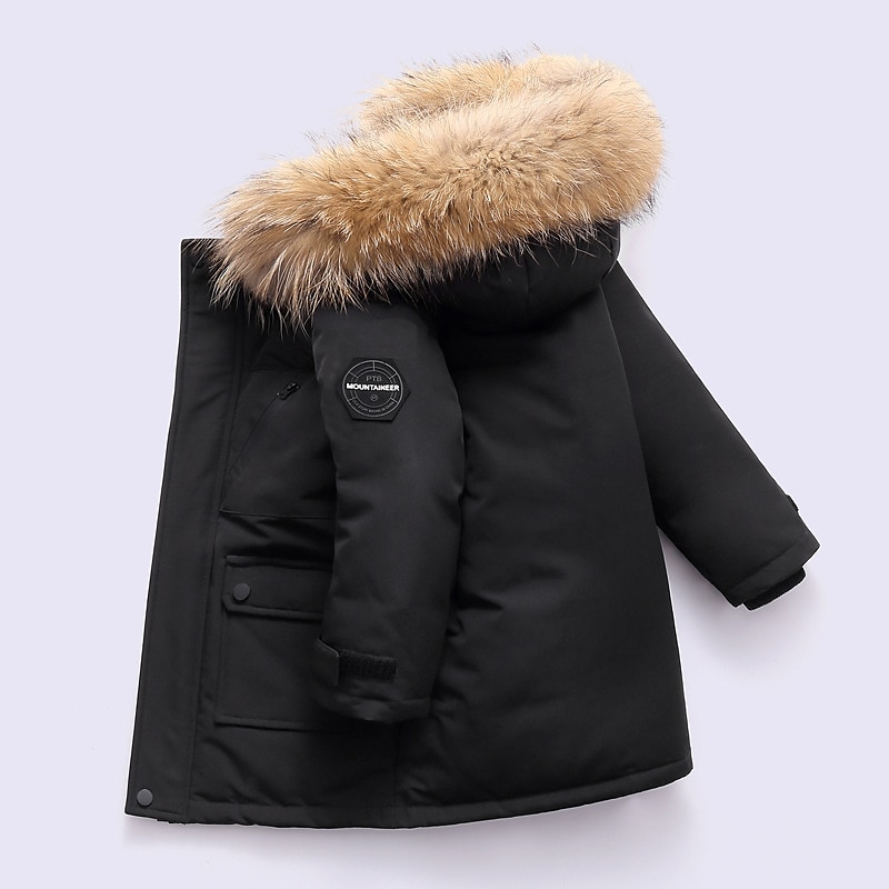 Kinderen Jongens Dons bovenkleding Effen Kleur Lange mouw jas Buiten leuke Style Aanbiddelijk Groen Zwart Rood Winter Herfst 7-13 jaar 2025 - $64.99 –P5
