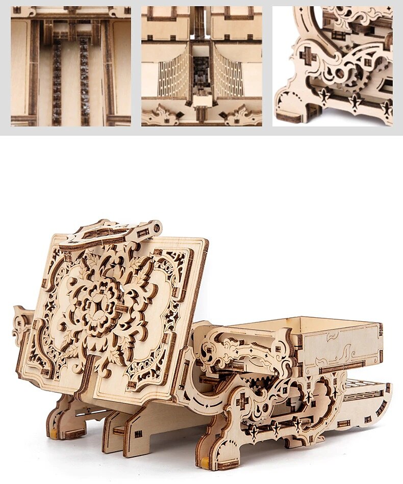 nőnapi ajándékok 3d fa puzzle antik ékszerdoboz zenedoboz készlet barkácsolás otthoni dekoráció lézerrel vágott mechanikus modell anyák napi lenyűgöző ajándékok felnőtteknek anyák napi ajándékok 2025 - $61.99 –P2