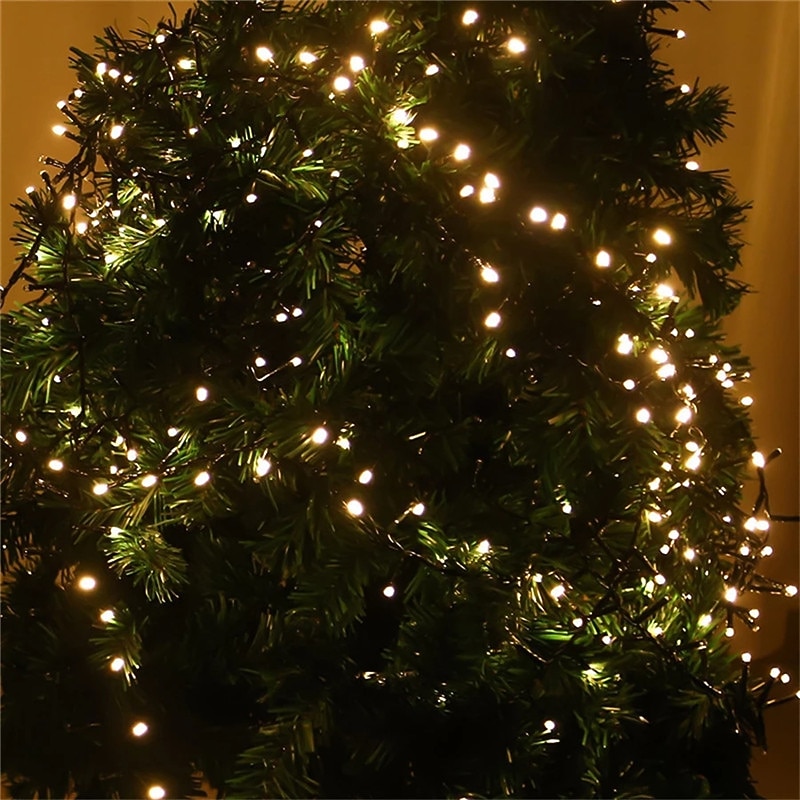 luces de racimo de navidad al aire libre a prueba de agua petardos de navidad luz de cadena dc31v grupo de destellos fuegos artificiales de luz de hadas luz blanca cálida para la decoración del árbol de patio iluminación enchufe de la ue nueva actualizaci 2025 - $39.99 –P4