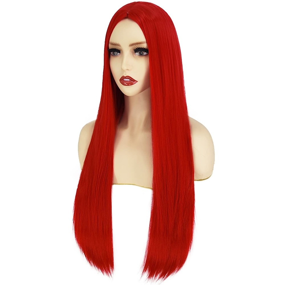 Pelucas de fiesta navideñas, pelucas largas y rojas de Peviyile para mujer, peluca de disfraz de Sally de Pesadilla antes de Navidad, peluca de pelo en la mitad, linda peluca para fiesta de carnaval 2025 - $31.99 –P6